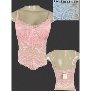 Intimately Free People Petal Pusher Pink Floral Lace Scalloped Trim Camisole S